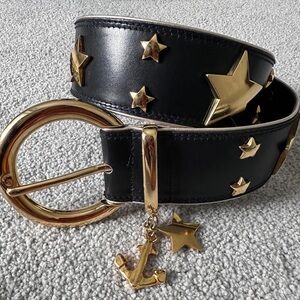 Escada Black Gold Dangle Stars Wide Belt 38 West Germany